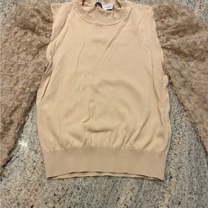 Zara tan sweater with floral detailed sleeves - size small
